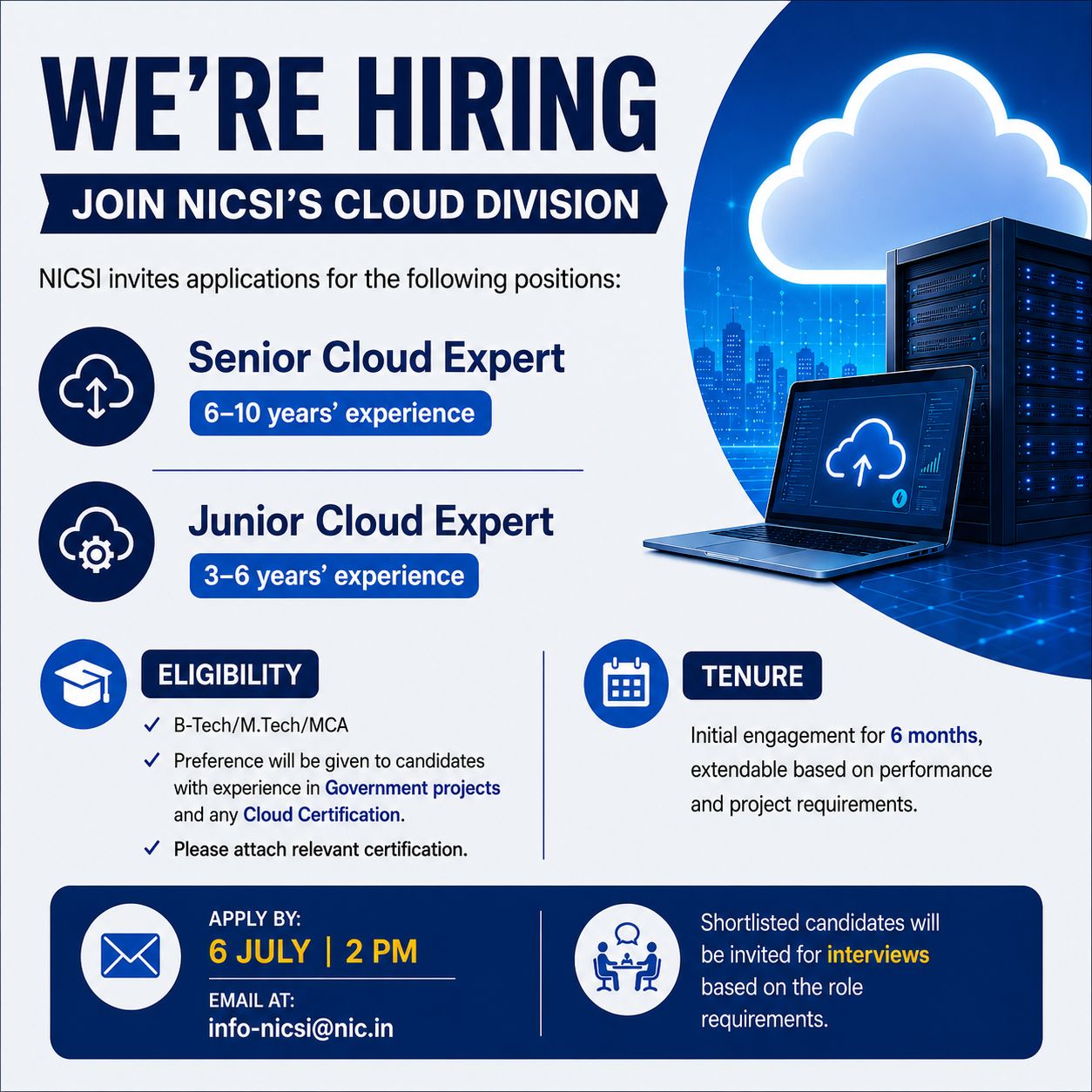 NICSI Cloud Division hiring poster